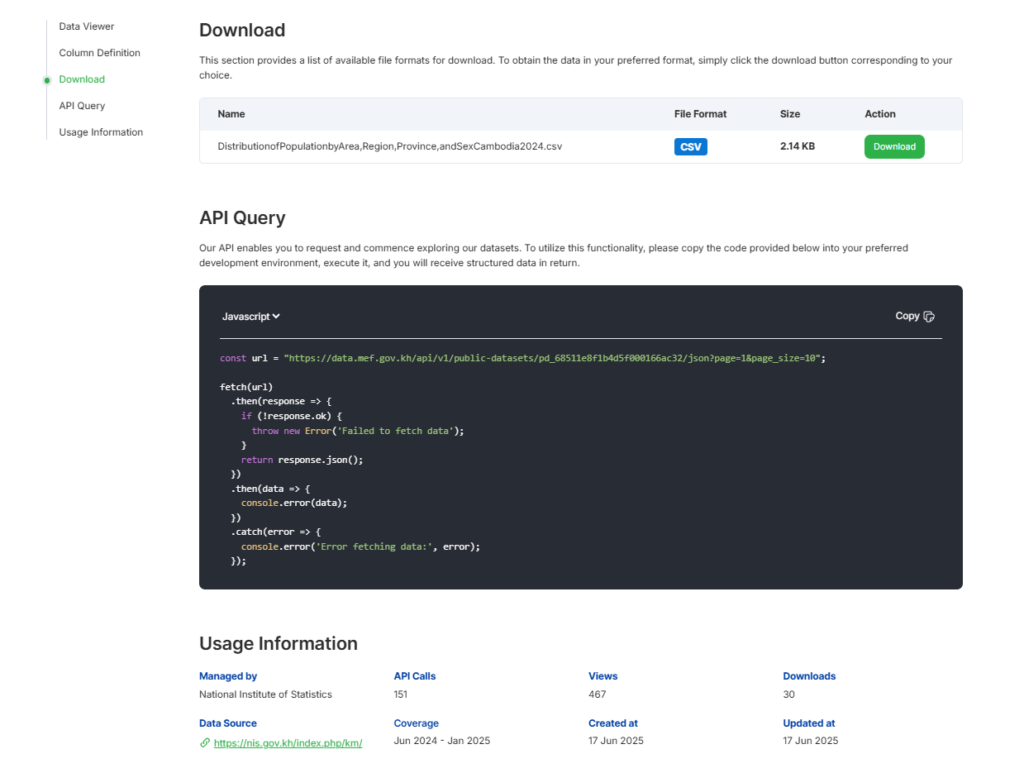 Cambodia Open Data Portal - DataEF